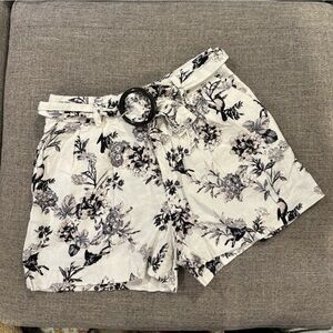 Who What Wear Black and White Floral High Waist Shorts